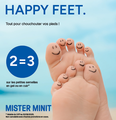Offre été chez Mister Minit Mériadeck : 2 semelles achetées = 1 offerte ! 👣