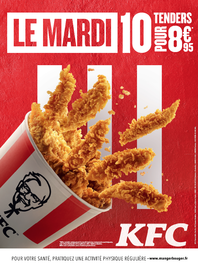 Tous les mardis chez KFC, 10 tenders pour 8,95€